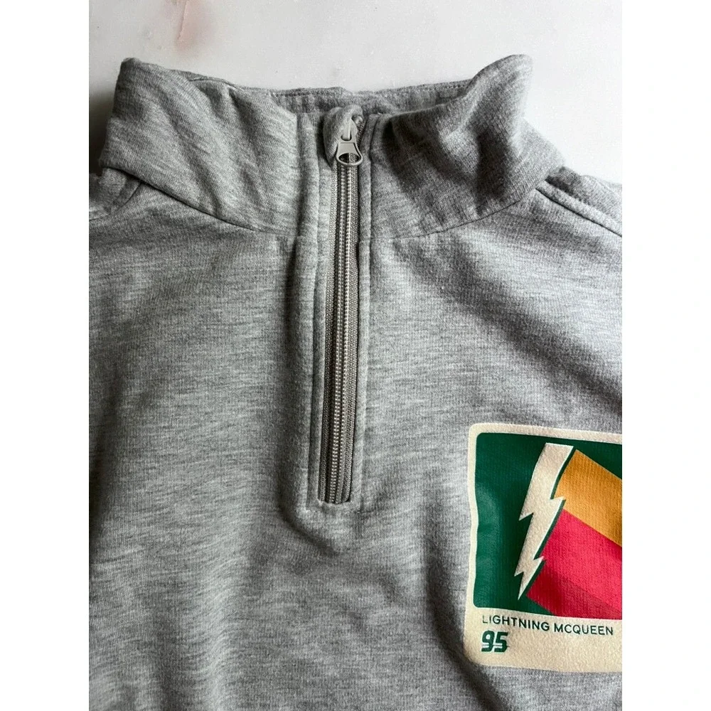 Disney Pixar Cars 1/4 Zip Sweatshirt Lightening McQueen Gray Pullover size 7
